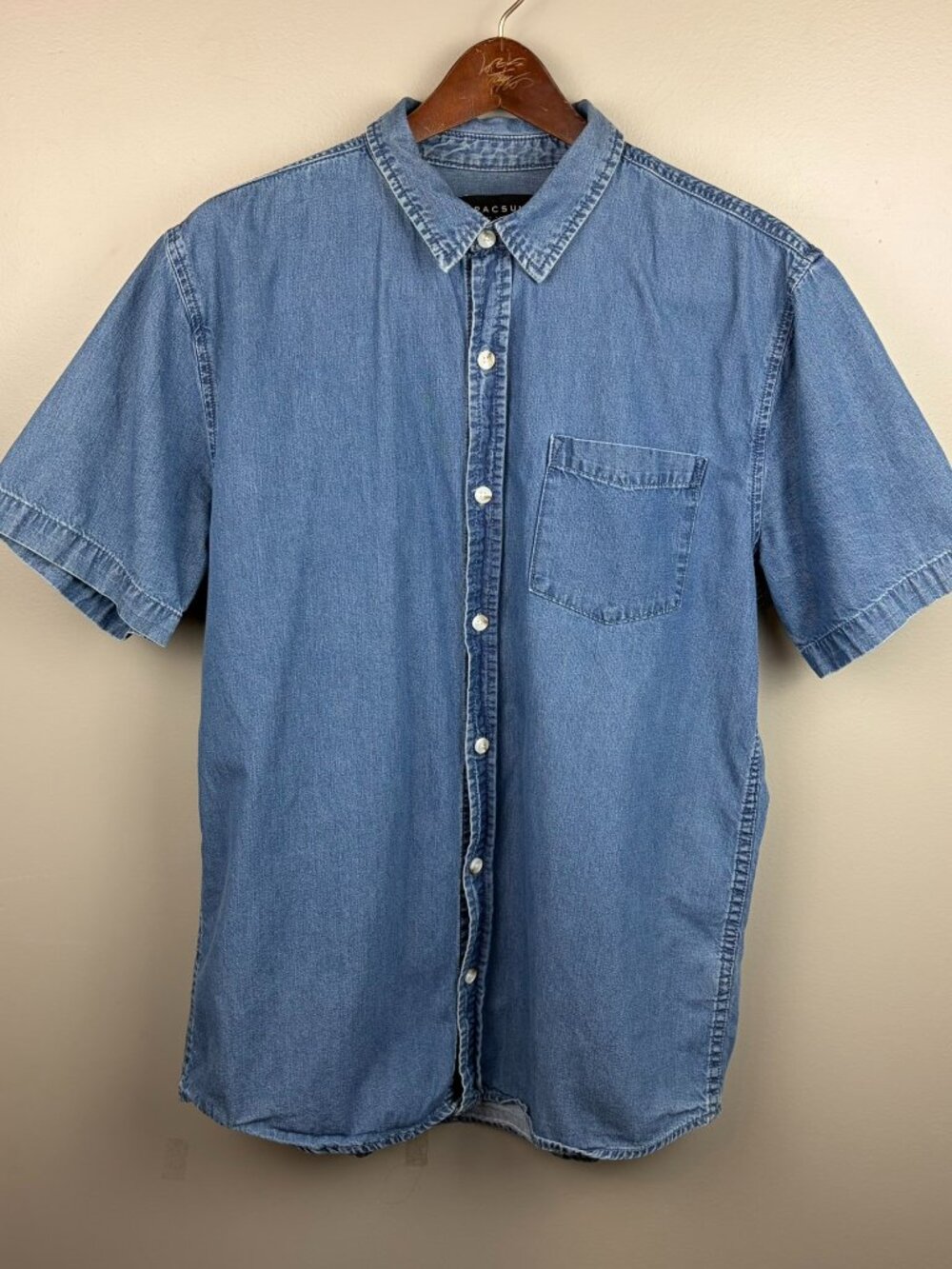 Pacsun Short Sleeve Denium Button Up Shirt Size Large Streetwear Skater Coastal